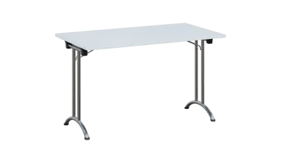 SLC 125 chrom skládací jednací stůl 1250x700, deska 25 mm, podnož chrom, deska bílá